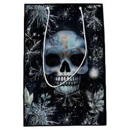 Gotische Spooky Kerstmis schedel Medium Cadeauzakje