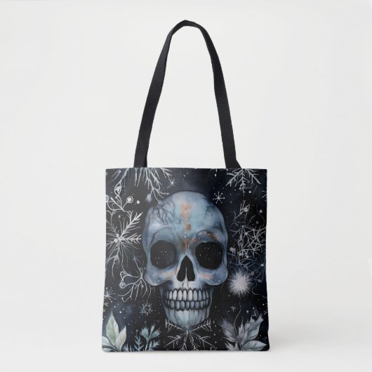 Gotische Spooky Kerstmis schedel Tote Bag (Voorkant)