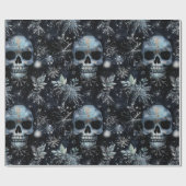 Gotische Spooky Kerstmisschedels Cadeaupapier (Vlak)