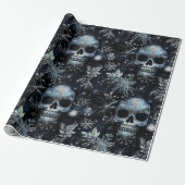 Gotische Spooky Kerstmisschedels Cadeaupapier (Uitgerold)