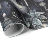 Gotische Spooky Kerstmisschedels Cadeaupapier (Rol Hoek)