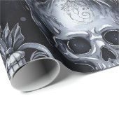 Gotische Spooky Kerstmisschedels Cadeaupapier (Rol Hoek)