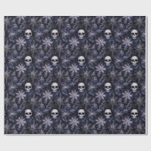 Gotische Spooky Kerstmisschedels Cadeaupapier (Vlak)