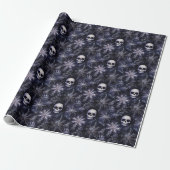 Gotische Spooky Kerstmisschedels Cadeaupapier (Uitgerold)