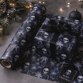 Gotische Spooky Kerstmisschedels Cadeaupapier