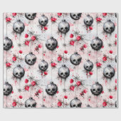 Gotische Spooky Kerstmisschedels Cadeaupapier (Vlak)