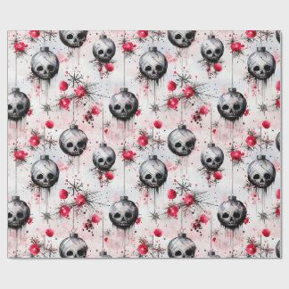 Gotische Spooky Kerstmisschedels Cadeaupapier