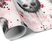 Gotische Spooky Kerstmisschedels Cadeaupapier (Rol Hoek)