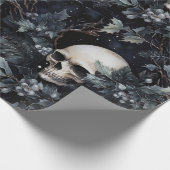 Gotische Spooky Kerstmisschedels Cadeaupapier (Hoek)