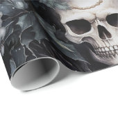 Gotische Spooky Kerstmisschedels Cadeaupapier (Rol Hoek)