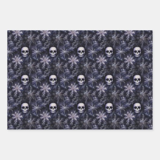 Gotische Spooky Kerstmisschedels Inpakpapier Vel (Voorkant 2)