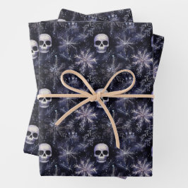 Gotische Spooky Kerstmisschedels Inpakpapier Vel