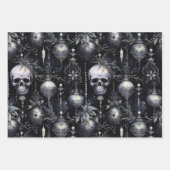 Gotische Spooky Kerstmisschedels Inpakpapier Vel (Voorkant 3)