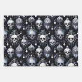 Gotische Spooky Kerstmisschedels Inpakpapier Vel (Voorkant 3)