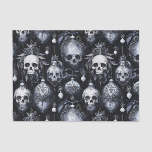 Gotische Spooky Kerstmisschedels Tissuepapier (Voorkant)