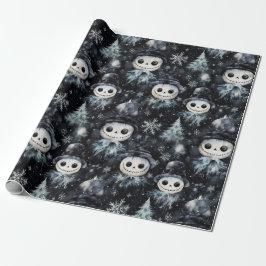 Gotische Spooky Kerstmissneeuwman Cadeaupapier