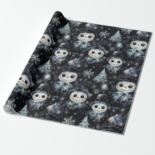 Gotische Spooky Kerstmissneeuwman Cadeaupapier
