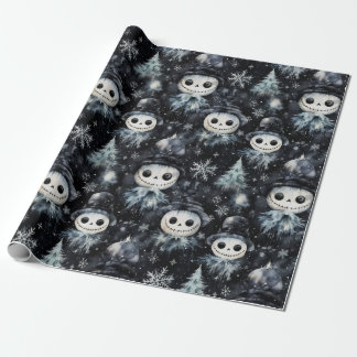 Gotische Spooky Kerstmissneeuwman Cadeaupapier
