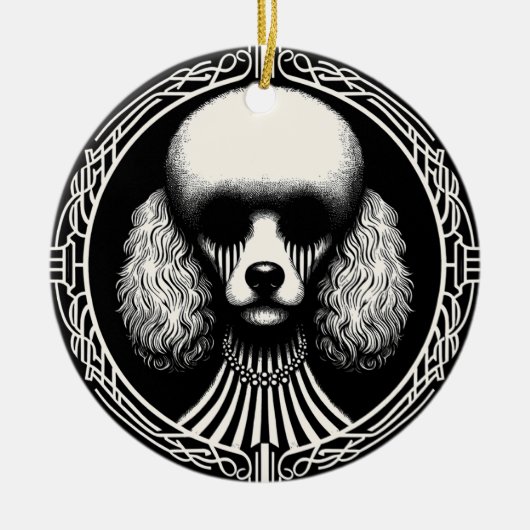Gotische Spooky Poedel Hond Ornament (Voorkant)