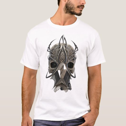 Gotische Stam Schedel Print T-Shirt (Voorkant)