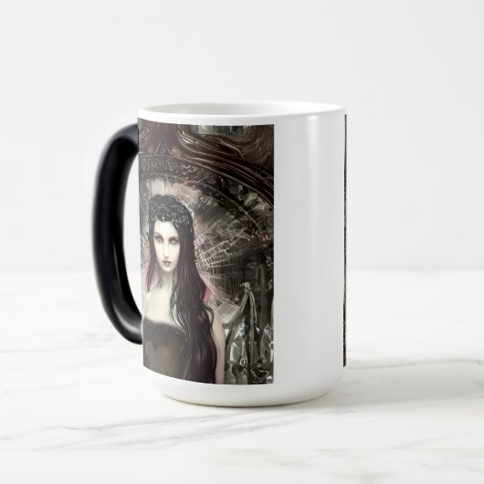 Gotische Steampunk Gevallen Engel AI Kunst Magische Mok (Voorkant links)