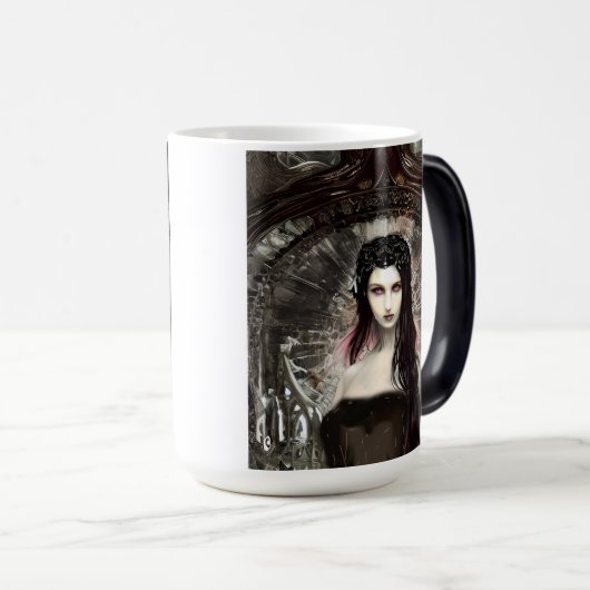 Gotische Steampunk Gevallen Engel AI Kunst Magische Mok (Voorkant rechts)