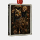 Gotische Steampunk Gouden Kat Metalen Ornament (Rechts)