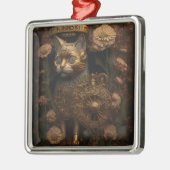 Gotische Steampunk Gouden Kat Metalen Ornament (Links)