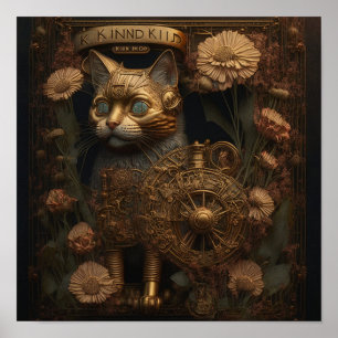 Gotische Steampunk Gouden Kat Poster