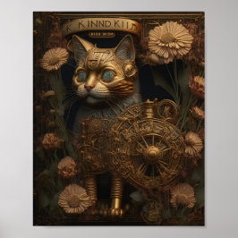 Gotische Steampunk Gouden Kat Poster