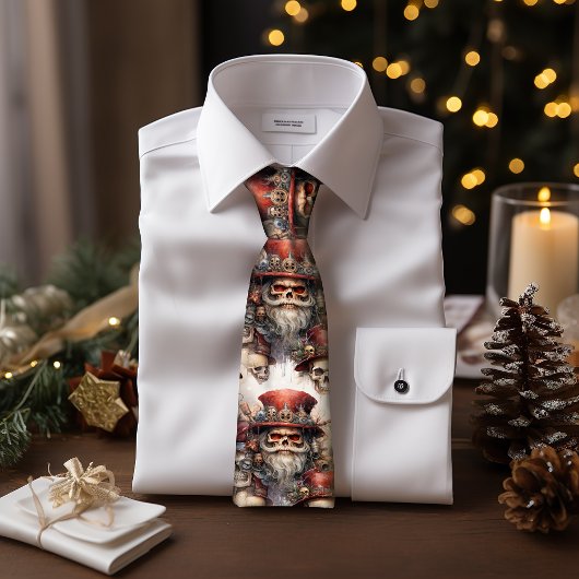 Gotische Steampunk Santa Skull Rode Top Hoed Kerst Stropdas