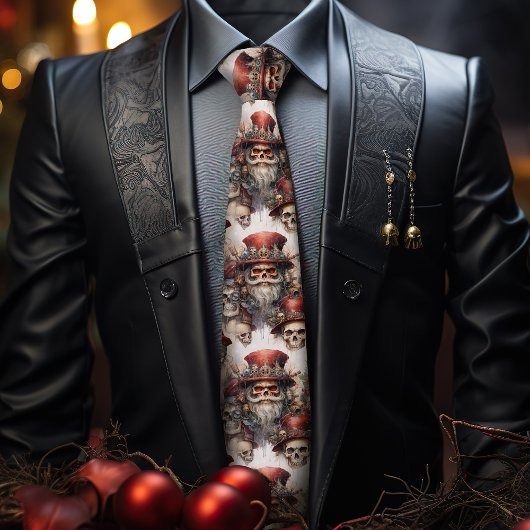 Gotische Steampunk Santa Skull Rode Top Hoed Kerst Stropdas