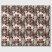 Gotische Steampunk Santa Skulls Kerstmis Cadeaupapier (Vlak)