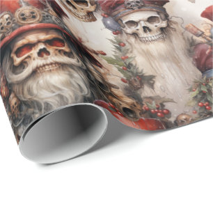 Gotische Steampunk Santa Skulls Kerstmis Cadeaupapier
