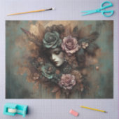 Gotische Steampunk Victoriaans Bloemen Lady Decoup Tissuepapier (Craft)