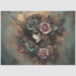 Gotische Steampunk Victoriaans Bloemen Lady Decoup Tissuepapier