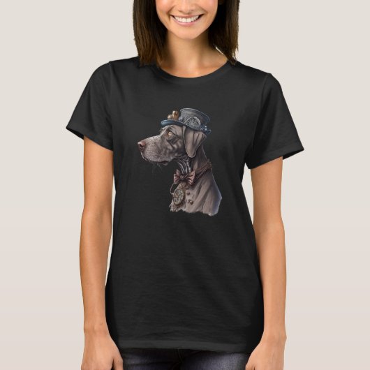 Gotische Steampunk Weimaraner T-shirt (Voorkant)