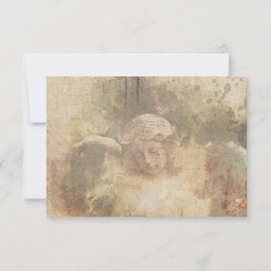  gotische stenen engel bruiloft QR-code RSVP Kaartje (Achterkant)