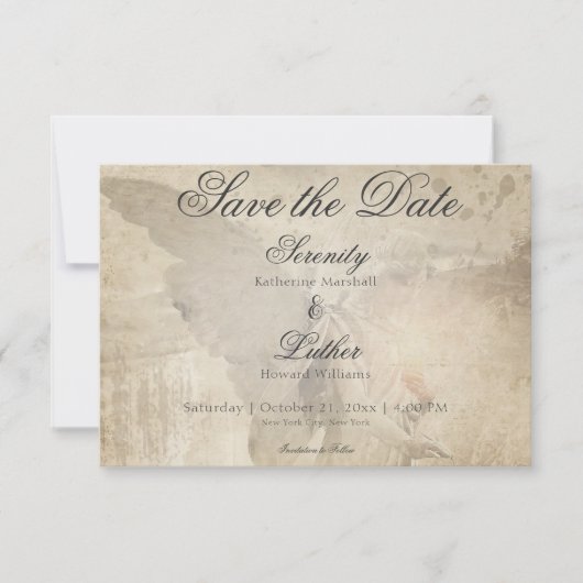 gotische stenen engel bruiloft save the date (Voorkant)