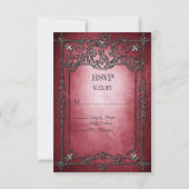 Gotische stijl donker bordeaux zilver Lijst bruilo RSVP Kaartje (Voorkant)