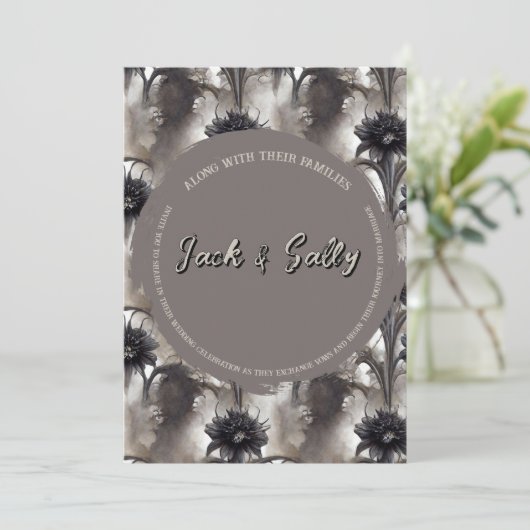 Gotische stijl donkere bruiloft uitnodiging (Staand voorkant)