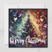 Gotische stijl kerstboom feestdagenkaart (Voorkant)