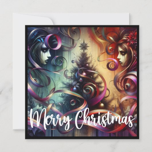 Gotische stijl kerstboom feestdagenkaart (Voorkant)