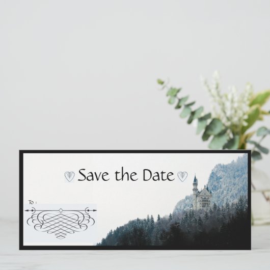 gotische stijl save the date (Staand voorkant)