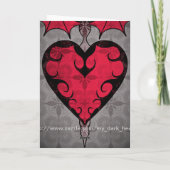 Gotische stijl vampier staked hart in rood en grij feestdagen kaart (Achterkant)