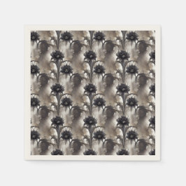 Gotische stijl zwarte bloemen servet