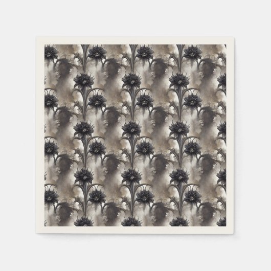 Gotische stijl zwarte bloemen servet (Voorkant)
