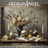 Gotische stilleven met schedel - Decoupage - Tissuepapier