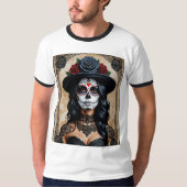  Gotische Sugar Skull Roos Shirt (Voorkant)