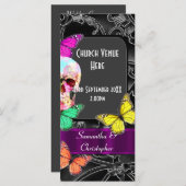 Gotische suiker schedel bruiloft programma programmakaart (Voorkant / Achterkant)